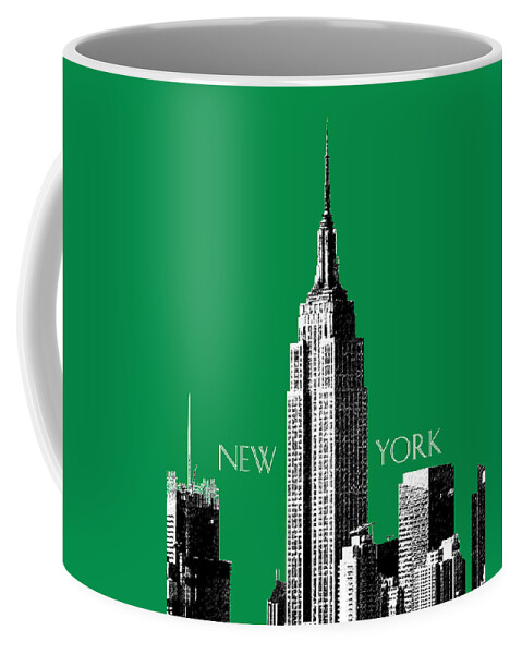Architecture Coffee Mug featuring the digital art New York Skyline Empire State Building - Forest Green by DB Artist