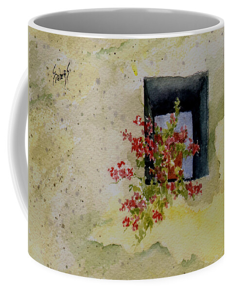 Niche Coffee Mug featuring the painting Niche with Flowers by Sam Sidders