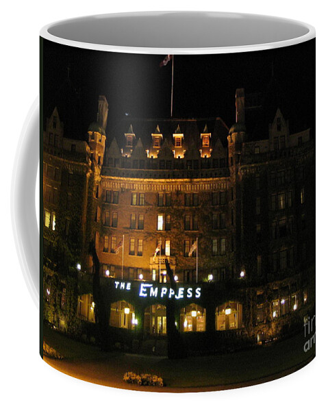 Night Coffee Mug featuring the photograph Night at The Empress Hotel by Vivian Martin