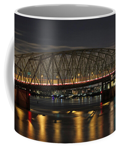 Bridges Coffee Mug featuring the photograph Night Crossing at I-5 by E Faithe Lester