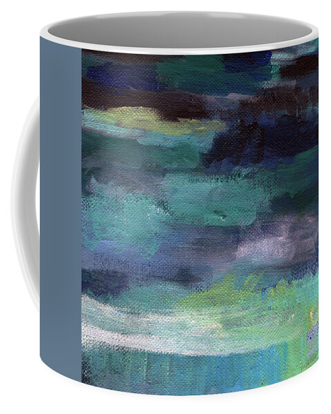 Abstract Painting Coffee Mug featuring the painting Night Swim- abstract art by Linda Woods