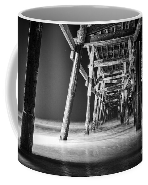 San Clemente Pier Coffee Mug featuring the photograph Night View Under San Clemente Pier by Ana V Ramirez