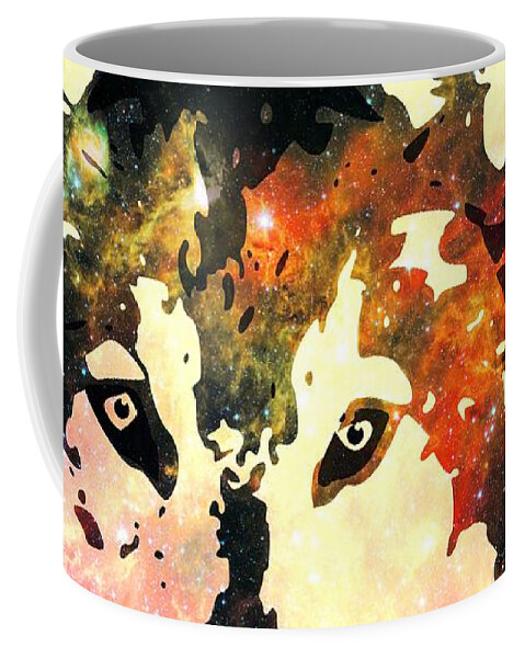 Malakhova Coffee Mug featuring the digital art Night Wolf by Anastasiya Malakhova