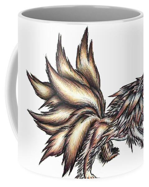 Wolf Coffee Mug featuring the painting Nine Tails Wolf Demon by Shawn Dall