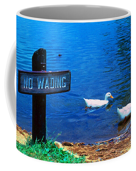 Wading Coffee Mug featuring the photograph No Wading by Marie Hicks