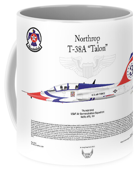Northrop Coffee Mug featuring the digital art Northrop T-38A Talon Thunderbird 3 by Arthur Eggers