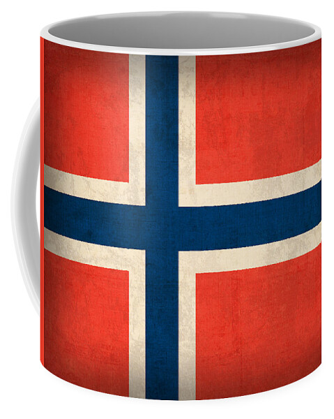 Norway Flag Distressed Vintage Finish Norwegian Oslo Scandinavian Europe Country Nation Coffee Mug featuring the mixed media Norway Flag Distressed Vintage Finish by Design Turnpike