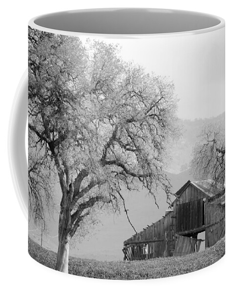 Barn Coffee Mug featuring the photograph Not Much TIme Left BW by Debby Pueschel