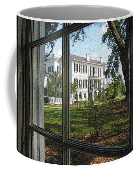 Nottoway Plantation Coffee Mug featuring the photograph Nottoway Through the Window by Nadalyn Larsen