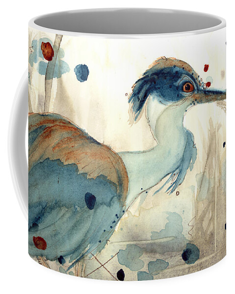Watercolor Coffee Mug featuring the painting November In the Pond by Dawn Derman