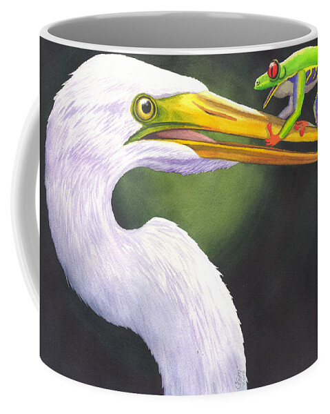 Egret Coffee Mug featuring the painting Now What by Catherine G McElroy