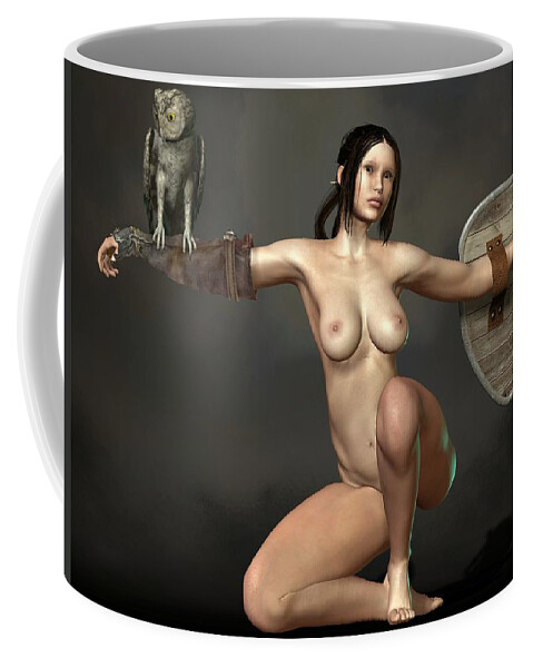 Goddess Coffee Mug featuring the digital art Nude Athena by Kaylee Mason