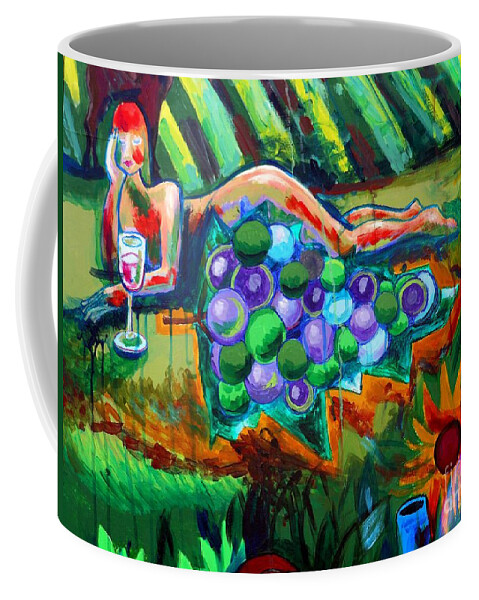 Nude Coffee Mug featuring the painting Nude With Grapes by Genevieve Esson