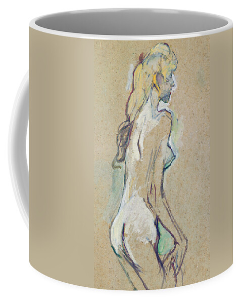 Nude Young Girl Coffee Mug featuring the drawing Nude Young Girl by Henri de Toulouse-Lautrec