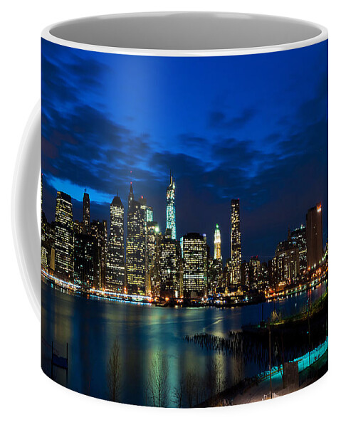 Amazing Brooklyn Bridge Photos Coffee Mug featuring the photograph NY Skyline from Brooklyn Heights Promenade by Mitchell R Grosky