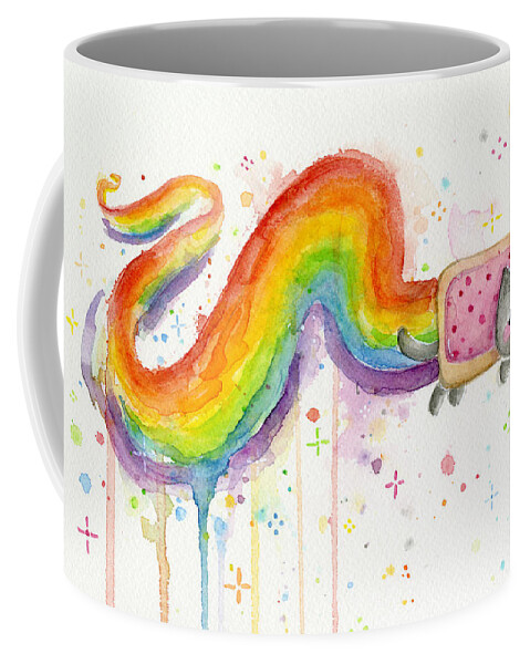 Nyan Coffee Mug featuring the painting Nyan Cat Watercolor by Olga Shvartsur