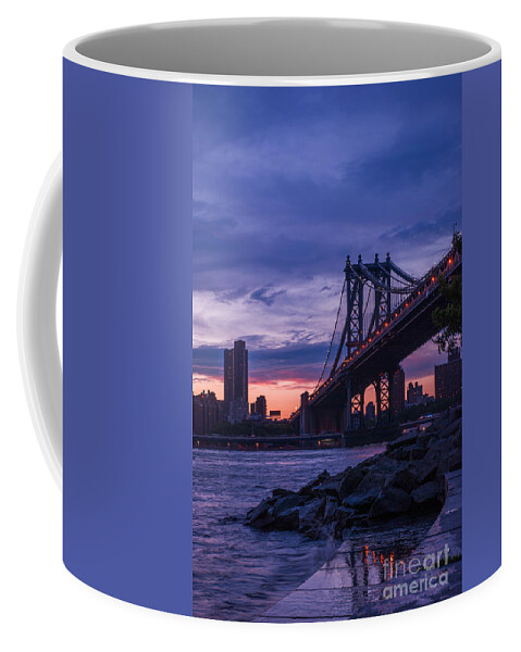 Nyc Coffee Mug featuring the photograph NYC - Manhatten Bridge at Night II by Hannes Cmarits