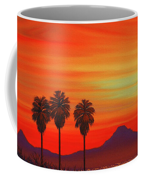 Desert Coffee Mug featuring the painting Oasis by Cheryl Fecht