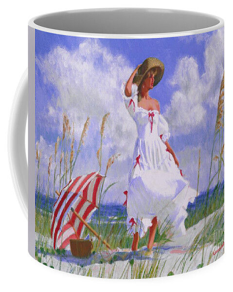 Impressionist Coffee Mug featuring the painting Ocean Breeze Blues by Candace Lovely
