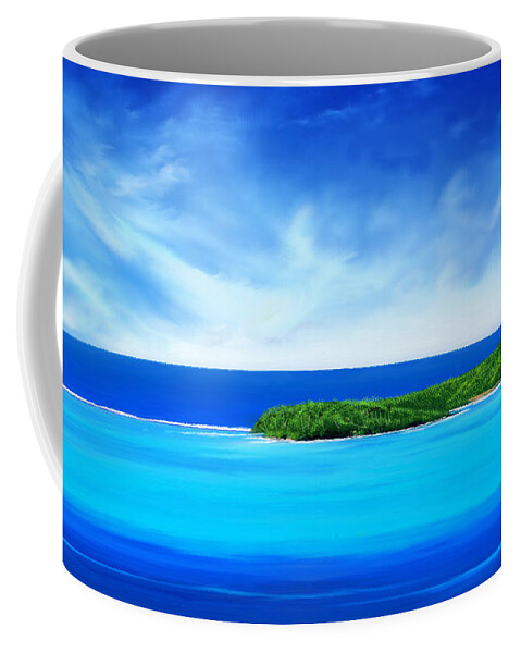 Tropical.tropical Island.tropical Island Print.ocean.ocean Print.turquois Sea.turquois Water.seascape Coffee Mug featuring the digital art Ocean tropical island by Anthony Fishburne