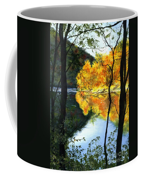 Water Color Paintings Coffee Mug featuring the painting October At Ohiopyle by Barbara Jewell