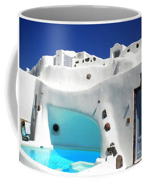 Colette Coffee Mug featuring the photograph Oia Santorini with direct view to the Oceon Greece by Colette V Hera Guggenheim