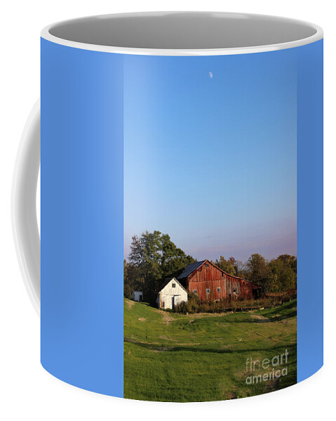 Barn Coffee Mug featuring the photograph Old Barn at Sunset by Karen Adams
