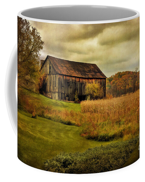 Barn Coffee Mug featuring the photograph Old Barn In October by Lois Bryan