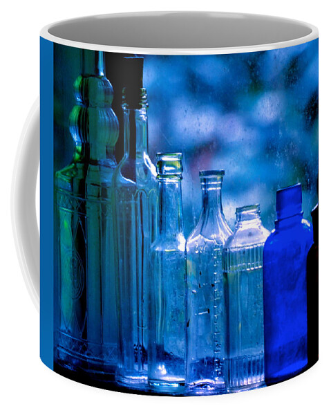 Hawaii Coffee Mug featuring the photograph Old Blue Glass Bottles in the Window... by Lehua Pekelo-Stearns