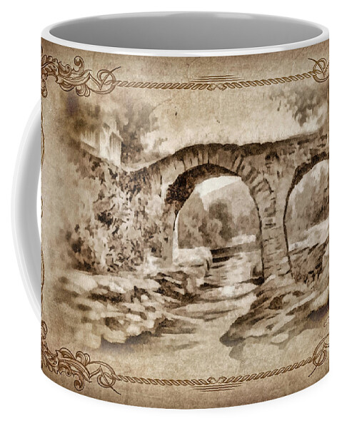Old Bridge Coffee Mug featuring the painting Old Bridge by Mo T
