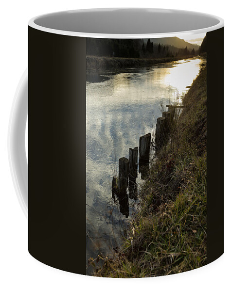 Water Coffee Mug featuring the photograph Old Dock Supports Along the Canal Bank - No 2 by Belinda Greb