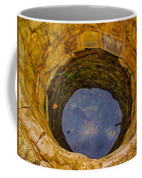 Water Coffee Mug featuring the painting Old Fashioned Well Abstract by Omaste Witkowski