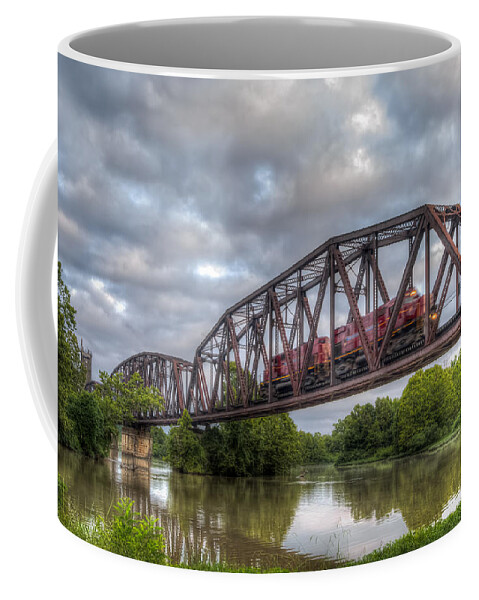 A&m Railroad Coffee Mug featuring the photograph Old Frisco Bridge by James Barber