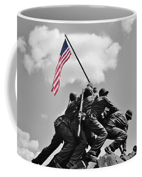 American Flag Coffee Mug featuring the photograph Old Glory at Iwo Jima by Jean Goodwin Brooks