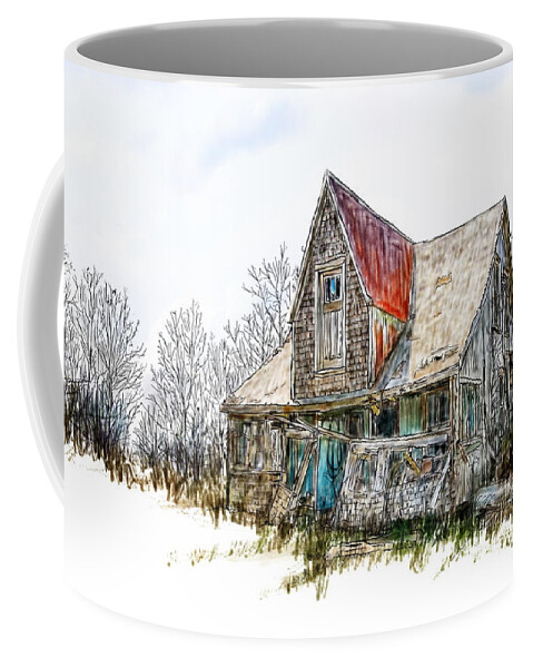 Abandoned Coffee Mug featuring the digital art Old house by Debra Baldwin