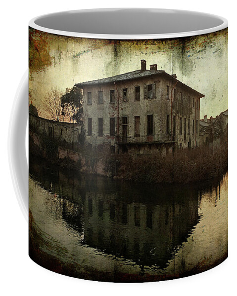 Albairate Coffee Mug featuring the photograph Old house on canal by Roberto Pagani