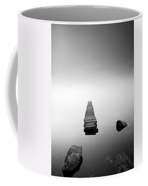 Loch Ard Coffee Mug featuring the photograph Old Jetty in the mist by Grant Glendinning