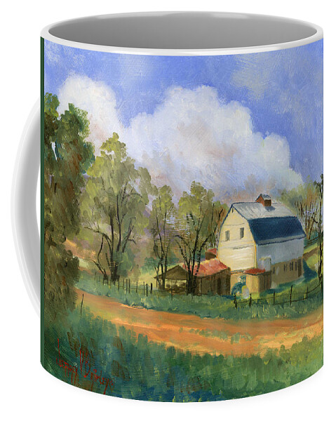 Saunders Coffee Mug featuring the painting Old Saunders Barn by Jeff Brimley
