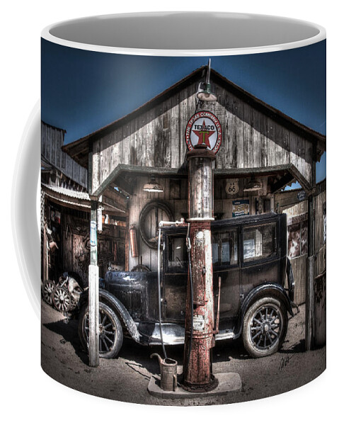 Arizona Coffee Mug featuring the photograph Old Time Gas Station - 1927 Dodge by Mark Valentine