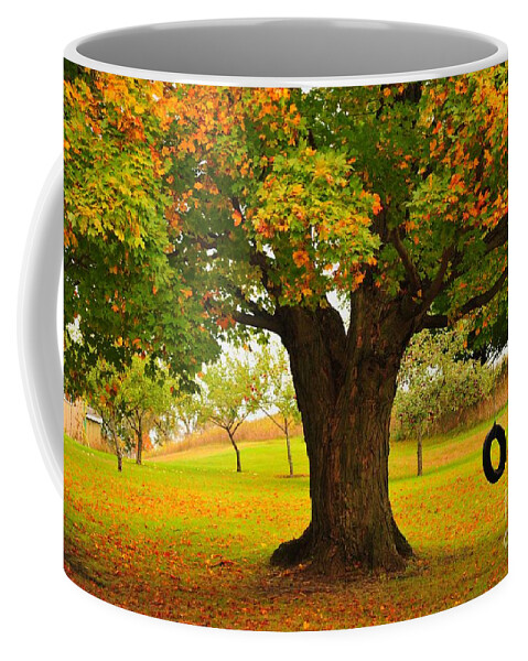 Tire Coffee Mug featuring the photograph Old Tire Swing by Terri Gostola