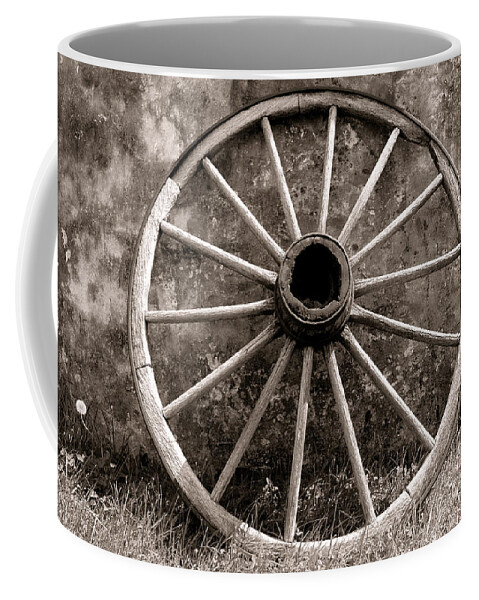Wagon Coffee Mug featuring the photograph Old Wagon Wheel by Olivier Le Queinec
