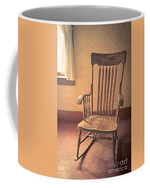 Rocking Coffee Mug featuring the photograph Old wooden rocking chair by Edward Fielding