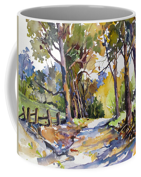 Eucalyptus Trees Coffee Mug featuring the painting Olinda Trees Maui by Rae Andrews