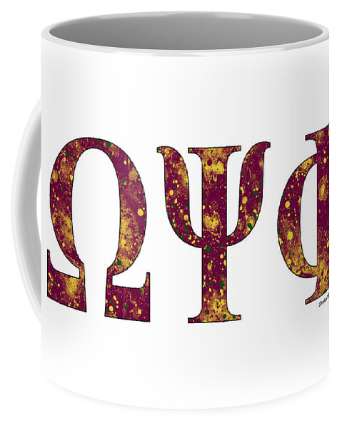 Omega Psi Phi Coffee Mug featuring the digital art Omega Psi Phi - White by Stephen Younts