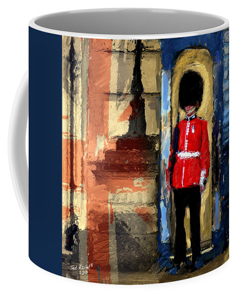 London Art Painting Coffee Mug featuring the painting On Guard For Thee by Ted Azriel