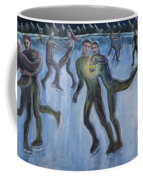 Ice Skating Coffee Mug featuring the painting On Ice by Laura Lee Cundiff