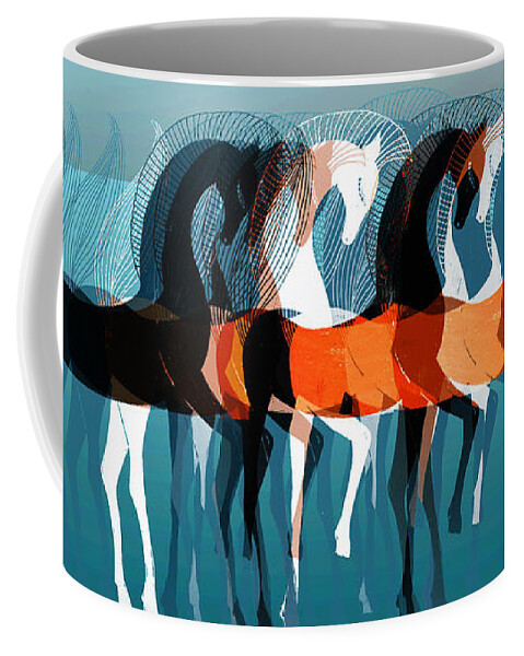 Abstract Coffee Mug featuring the digital art On Parade by Stephanie Grant