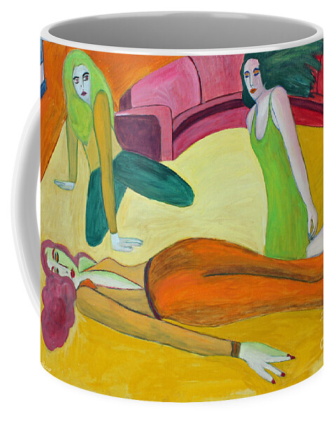 Expressionism Coffee Mug featuring the painting On The Floor by Lyric Lucas