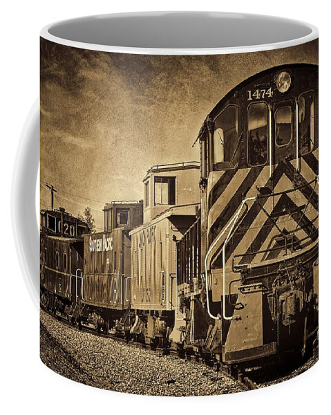 Train Coffee Mug featuring the photograph On The Tracks... Take Two. by Peggy Hughes