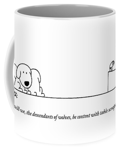 One Dog Speaks On A Podium To Several Coffee Mug